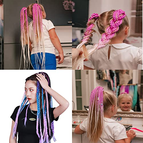 Coloridas Extensión Pelo Trenza, 8 Piezas Colores Degradados Cabello Trenzado, Banda para el Cabello Trenzado para Extensiones de Cabello para Niños y Mujeres