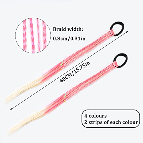 Coloridas Extensión Pelo Trenza, 8 Piezas Colores Degradados Cabello Trenzado, Banda para el Cabello Trenzado para Extensiones de Cabello para Niños y Mujeres