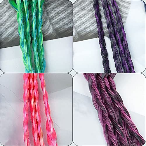 Coloridas Extensión Pelo Trenza, 8 Piezas Colores Degradados Cabello Trenzado, Banda para el Cabello Trenzado para Extensiones de Cabello para Niños y Mujeres