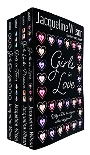 Conjunto de colección de libros de la serie 4 para niñas de Jacqueline Wilson (niñas enamoradas, niñas en lágrimas, niñas bajo presión, niñas que salen tarde)