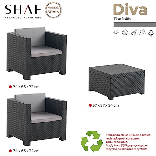 Conjunto de jardín "diva" tete a tete color grafito