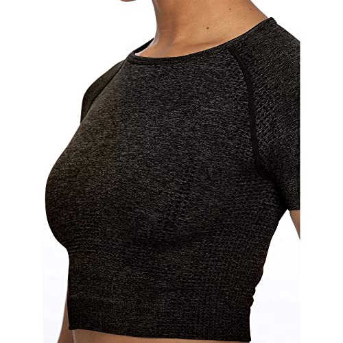Conjunto Yoga 3 Piezas Ropa Fitness, Pantalones De Yoga Súper Elásticos Sin Costuras+Bralette para Mujer+Camiseta Deportiva De Manga Larga (Negro L)