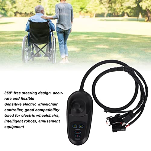 Controlador de Joystick para Silla de Ruedas, DC 24V Controlador de Joystick Universal para Silla de Ruedas Eléctrica IPX5 Accesorio para Sillas de Ruedas de Rotación Libre a Prueba de Agua Alta Sensi