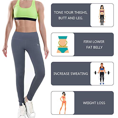 COODAY Pantalones de pérdida de Peso, de Sauna, de Neopreno, para Mujer, térmicos, adelgazantes, térmicos, para Sauna, (XL, Gris)
