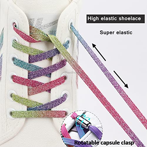 Cordones Elásticos para Adulto Niños | Cordones de Goma Sin Nudo con Hebilla Metal - para Zapatos de Colores/Zapatillas Deporte
