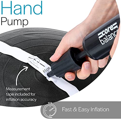 Core Balance, Pelota de Pilates, Fitness, Yoga, Embarazo, Fitball para Ejercicios Gimnasia - Muy Resistente – Tamaño 55cm 65cm 75cm 85cm - Hinchador Incluido