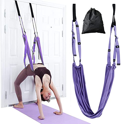 Correa de estiramiento de yoga, altura ajustable, cintura baja, músculos abdominales para yoga, ballet, danza y niñas (morado)
