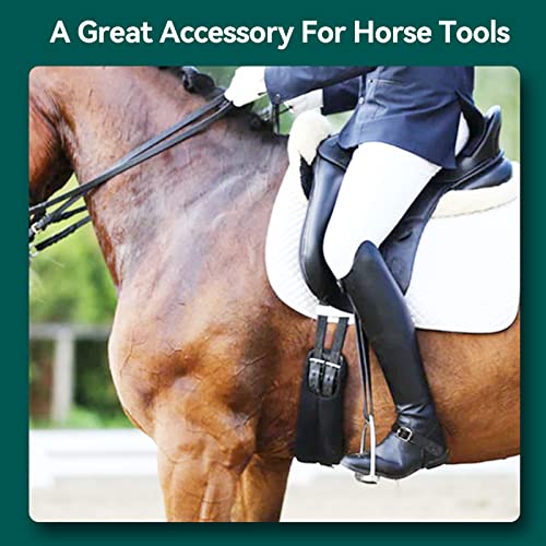Correas Espuelas Cuero, Paquete 2 Correas Espuelas Caballo Inglesas 50 cm/19,7 Pulgadas Correas Espuelas Cuero Hebilla Acero Inoxidable Accesorios para Arnés de Caballo, Negro para Montar a Caballo