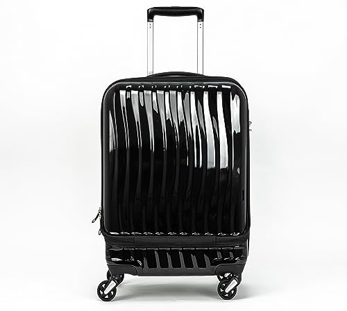 COSHANO Maleta Equipaje de Mano Cabina Trolley de Viaje Avion Viajar, aptas para Ryanair Vueling etc 4 Ruedas giratorias Abertura Frontal y Lateral (Negro)