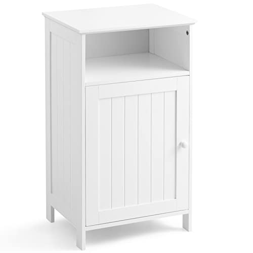 COSTWAY Armario para Baño, Mueble Multifuncional con Puerta Individual y Repisa Regulable, Organizador, Despensa para Casa Salón Dormitorio Oficina (Blanco)
