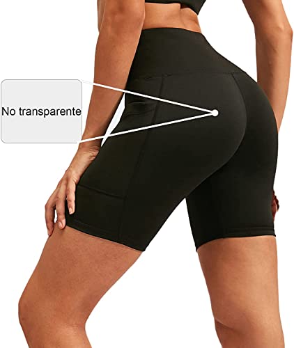 COTOP Pantalones Cortos Deportivos para Mujer,Pantalone Corto Correr Yoga Cintura Alta con Bolsillos,Mallas Cortas para Ciclismo Fitness Control de Barriga Transpirables Sin Costuras No Transparente