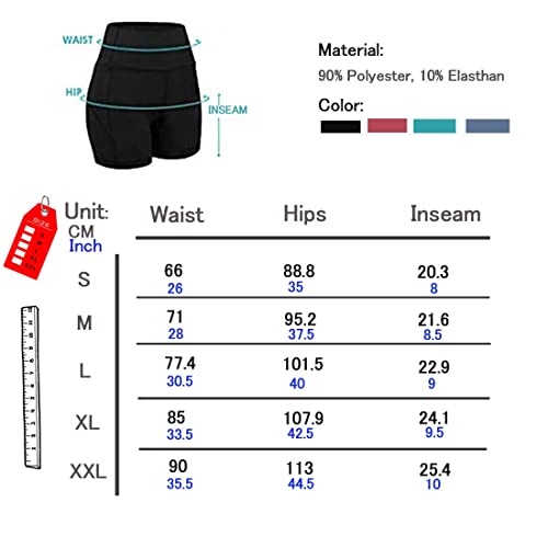 COTOP Pantalones Cortos Deportivos para Mujer,Pantalone Corto Correr Yoga Cintura Alta con Bolsillos,Mallas Cortas para Ciclismo Fitness Control de Barriga Transpirables Sin Costuras No Transparente