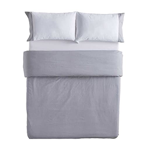 COTTON ARTean Funda nordica ALGODÓN ORGANICO 100% PERCAL 180 Hilos IZKI Gris Cama de 135 Incluye Funda nórdica 220x220 + 1 Funda de Almohada 100% ALGODÓN ORGÁNICO. Certificado Gots.