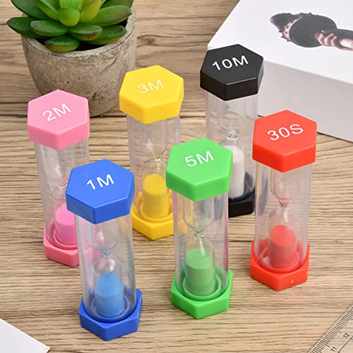 Cozlly Reloj de Arena 6 Colores,Anti Caída Reloj de Arena Temporizador,30 Segundos/1 Minutos/2 Minutos/3 Minutos/5 Minutos/10 Minutos,Reloj Arena Niños,para niños,aulas,cocinas,Juegos