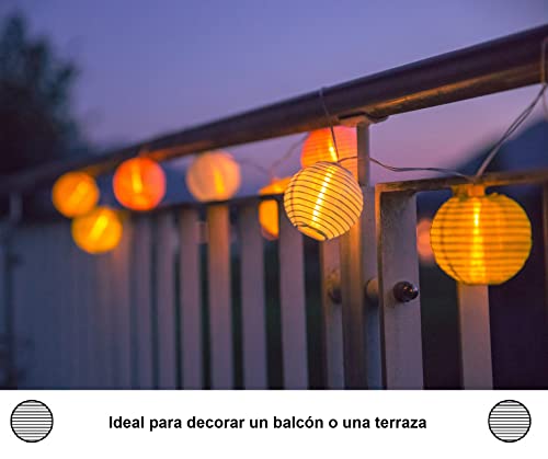CozyHome - Guirnalda luces con farolillos decorativos de papel blanco (Batería)