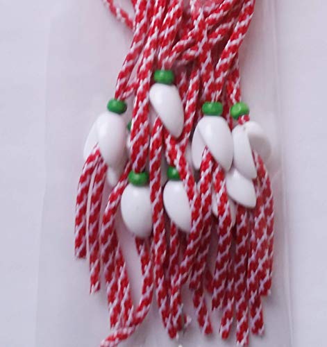 Crafts and Roses Regalo tradicional búlgaro Martenitsa – Juego de 10 pulseras con un elemento de gota de nieve, hecho a mano