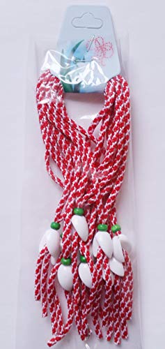 Crafts and Roses Regalo tradicional búlgaro Martenitsa – Juego de 10 pulseras con un elemento de gota de nieve, hecho a mano