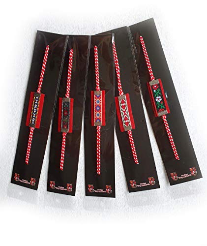 Crafts and Roses Regalo tradicional búlgaro Martenitsa – Juego de 5 pulseras diferentes con elementos folclóricas, hecho a mano