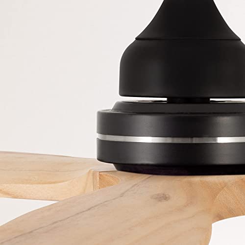 CREATE / WINDWOOD/Ventilador de techo motor AC negro aspas madera natural/Silencioso, 2 alturas