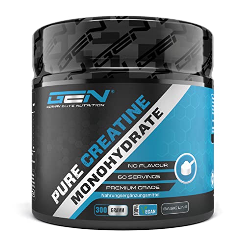 Creatina en polvo - 300 g - Creatina monohidrato pura - Solubilidad óptima - Vegano - Sin aditivos - Polvo puro - German Elite Nutrition