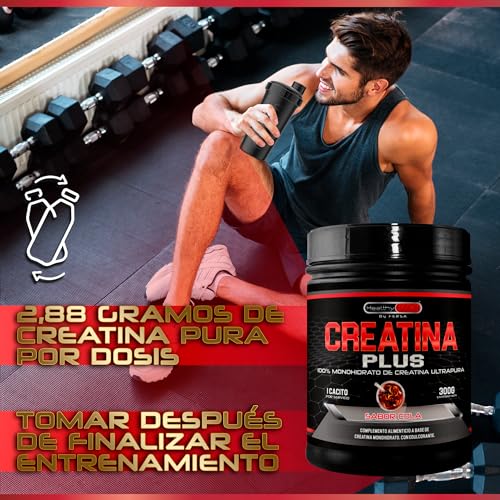 Creatina Monohidrato en polvo | 100% Creatina Pura Monohidrato sin añadidos| Favorece el crecimiento muscular y aumenta el rendimiento físico | Alta solubilidad | 300g, Sabor Refresco Cola