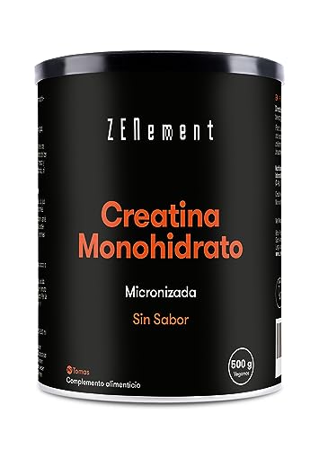 Creatina Monohidrato Pura en Polvo, 500g (Suministro para 5 meses) | Micronizada, Sin sabor | Rendimiento Deportivo| Vegano, Sin aditivos, Sin Gluten, GMP | Zenement