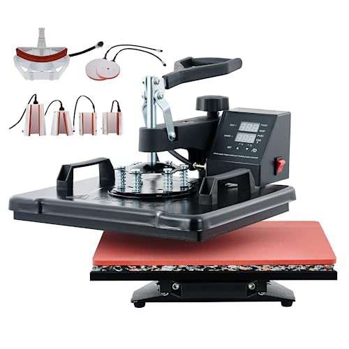 CREWORKS 8 en 1 Prensa de Calor 30X38CM con Pantalla LED Máquina de Sublimación Giratoria 360° Prensa Térmica para DIY Camisetas, Bolsas y Sombreros (30x38cm 8 en 1)
