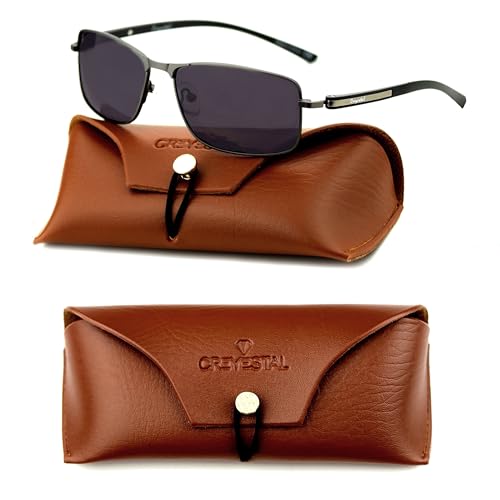 CREYESTAL Gafas de Sol Metal Rectángulos Elegantes, Talla Media, Lentes Policarbonato HD Premium 100% Anti-UV, para Hombre y Mujer