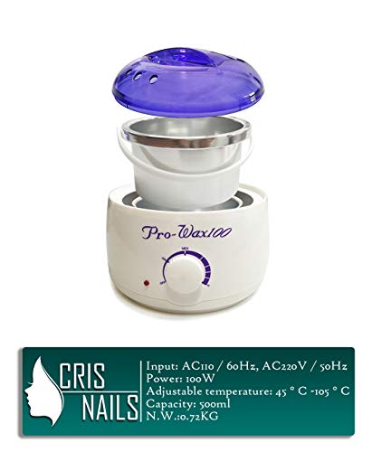 Crisnails - Calentador de Cera Eléctrico para la Depilación Profesional 500ml, Color Blanco