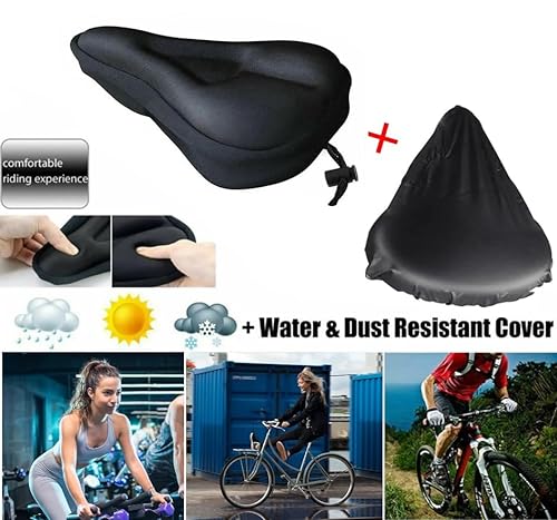 Cubre Sillín de Bicicleta Gel, Funda De Gel para Sillín de Bicicleta, Cubre Asiento de Bicicleta Cómodo y Transpirable con Funda Impermeable para Bicicleta de Carretera, Montaña y Urbana