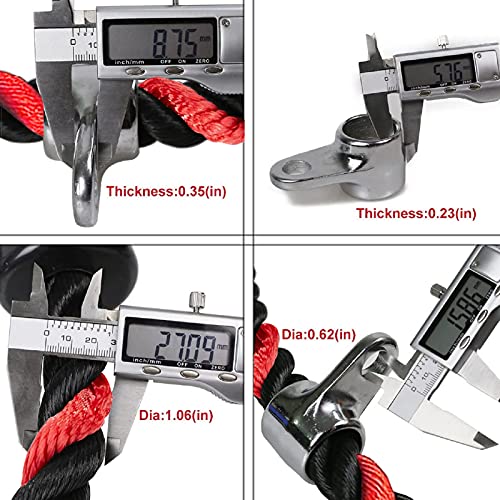 Cuerda Tríceps Bíceps Mango Largo para Trabajo Pesado Nailon Cuerda Extremos de Goma Maciza con Mosquetón para Culturismo Gimnasio Accesorios (Rojo 70CM)