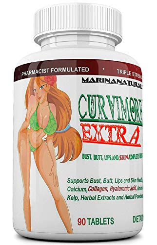 CURVIMORE Aumento adicional de senos, aumento de glúteos, relleno de labios, píldoras para reafirmar la piel. Obtenga senos, glúteos, labios y piel más grandes, llenos y firmes. 90 tabletas