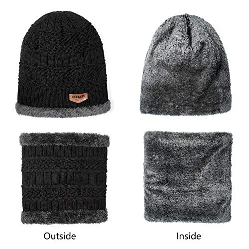 Czemo Calentar Sombreros Gorras Beanie de Punto Gorro y Bufanda Invierno de Los Hombres Gorro de Tejer y Bufanda de Lana Caliente Gorro Sombrero
