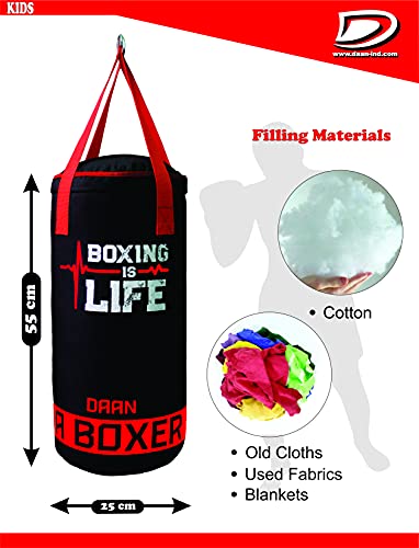 DAAN MMA Juego de saco de boxeo para niños con guantes de boxeo, entrenamiento de Muay Thai, fitness, kickboxing, grappling, tailandés, sparring, karate, taekwondo, ejercicio y fitness, 55 cm, sin
