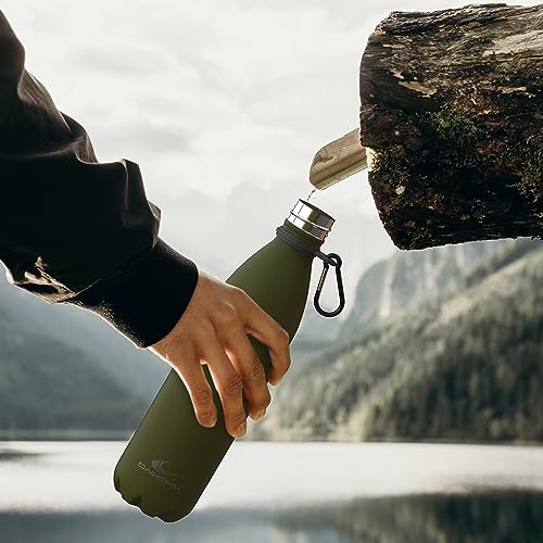 Daikoku - Botella Termica de Acero Inoxidable 750ML | A Prueba de Fugas | Bebidas Calientes por 12 Horas y Frías por 24 | Seguro y Saludable | Ideal para Senderismo, Gimnasio, Oficina | Verde Militar