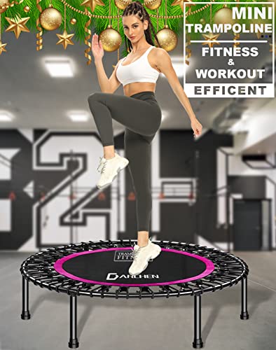 DARCHEN Mini trampolín de 450 libras para adultos, pequeño trampolín de ejercicio de rebote para entrenamiento físico para un rebote acolchado silencioso y seguro, [40 pulgadas]
