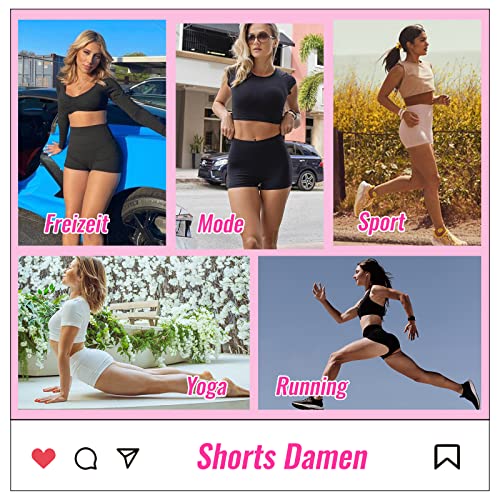 DDOBB Pantalones Cortos Culotte Shorts Mujer Hot Pant Mallas Cortas Culote Leggins Deporte Cintura Alta Ciclismo Push Up Gimnasio(Negro,S-M)