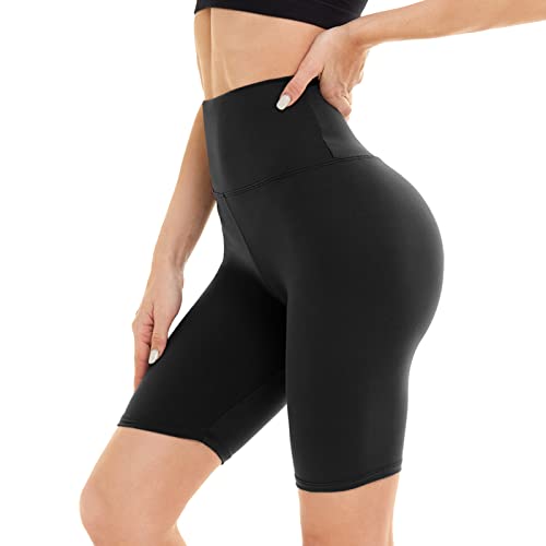 DDOBB Pantalones Cortos Mujer Mallas Cortas Leggins Deporte Cintura Alta Ciclismo Shorts Push Up Gimnasio Correr Running Fitness Yoga y Pilates(Negro,S-M)