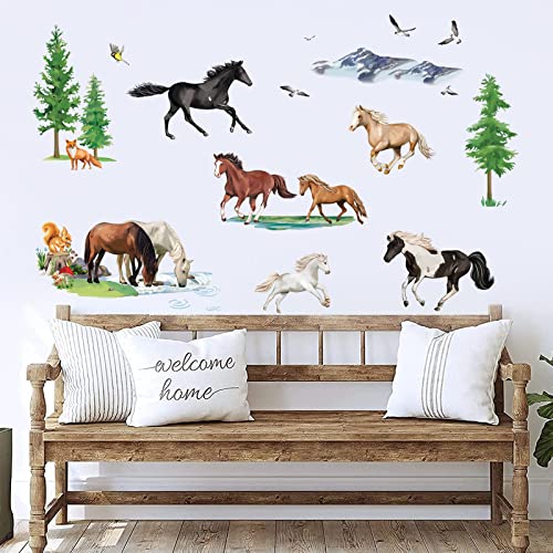 decalmile Pegatinas de Pared Caballos Salvajes Vinilos Decorativos Animales Adhesivos Pared Habitación Infantiles Niños Bebés Guardería