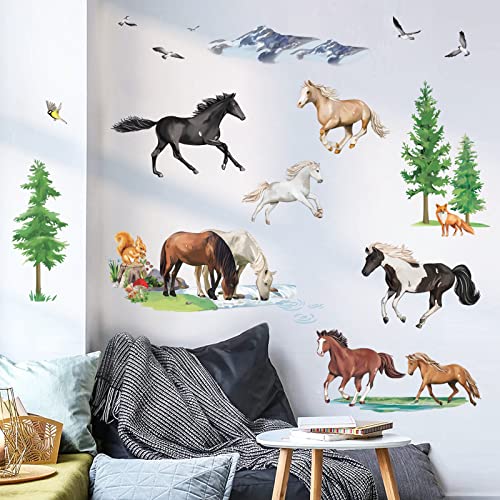 decalmile Pegatinas de Pared Caballos Salvajes Vinilos Decorativos Animales Adhesivos Pared Habitación Infantiles Niños Bebés Guardería