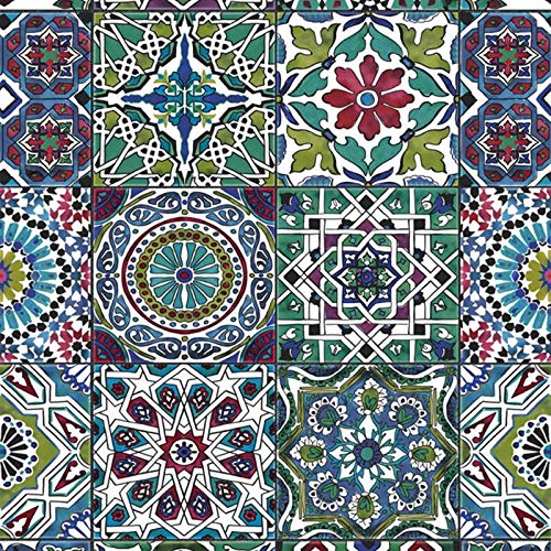 DecoMeister Vinilos Autoadhesivos para Muebles Imitacion Azulejos Marroquí Papel Adhesivo para Cocina Pared Puertas Mesa Armario Encimera Láminas Decorativas Decoracion Rollo para Forrar 45 x 150 cm
