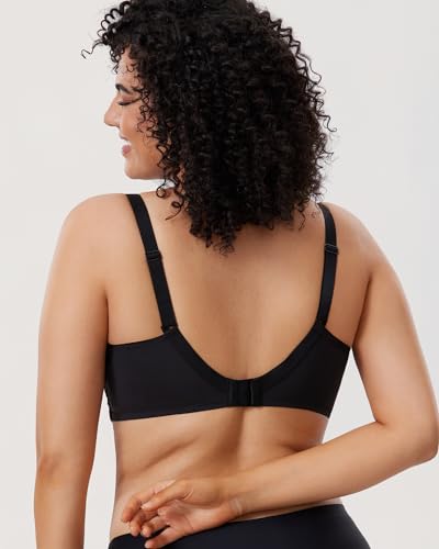 DELIMIRA - Sujetador Copa Completa En Encaje Elástico Floral para Mujer Negro 95G