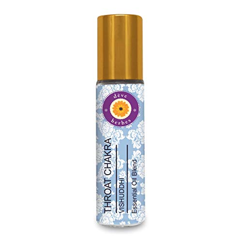 Deve Herbes Aceite de Chakra de la Garganta (Vishuddha) - Ideal para meditación, purificación, yoga, alineación de chakras, relajación, sanación y rituales, 8ml (0,27 oz)