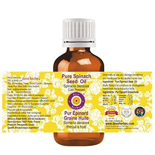 Deve Herbes Aceite de semilla de espinaca pura (Spinacia oleracea) 100% natural grado terapéutico prensado en frío 30ml (1.01 oz)