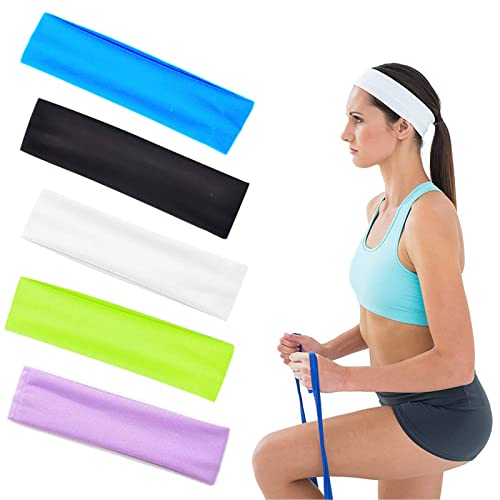 Diadema Deportiva Elástica,5Piezas para el Pelo de Yoga de Colores,Cinta Deportiva para el Pelo,para Correr, Antideslizante, Cinta para el Pelo, Fitness, para Maquillaje, Yoga, Ciclismo