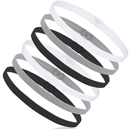 Diademas Deportivas de 6 Piezas Bandas Elásticas Delgadas para el Cabello Diadema Antideslizante para Trotar Correr Fútbol Entrenamiento Yoga y más