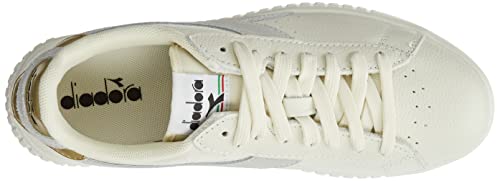 Diadora Game Step Premium Tumbled Leather, Zapatillas Deportivas Mujer, Blanco/Oro, 40 EU