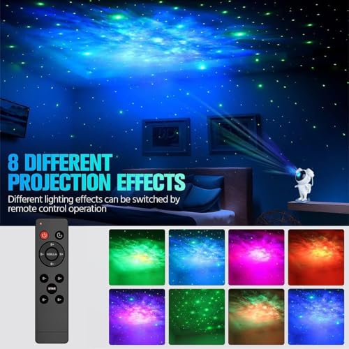Dienmern Astronaut Galaxy Projector Starry Sky Night Light, Astronaut Star Projector con Nebulosa, Temporizador y Control Remoto, Lámpara Estrellada para Dormitorio y Proyector de Techo