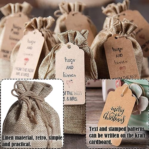 DKDDSSS 20 Pcs Bolsas de Yute, Bolsitas de Tela Saco Bolsas Yute, Bolsas de Regalo, Bolsa de Arpillera de Lino, Bolsas Transpirables con Cordón, para Regalos de Boda, Navidad, Fiesta, 13 x 18 CM