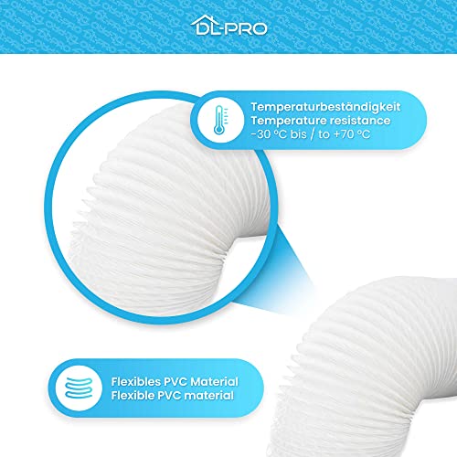 DL-pro 2,5m Tubo flexible para salida de aire Ø 100 / 102mm para aire acondicionado,secadora de ropa y campana extractora de cocina